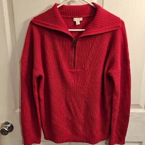 Garnet Hill Women's Red Zip-Up Sweater